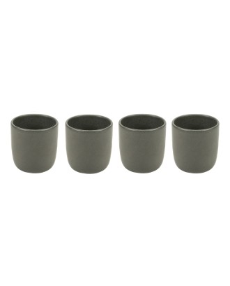 Set 4 cesti ceramica pentru espresso, 9 cm, Mira Dark Grey - VILLACER